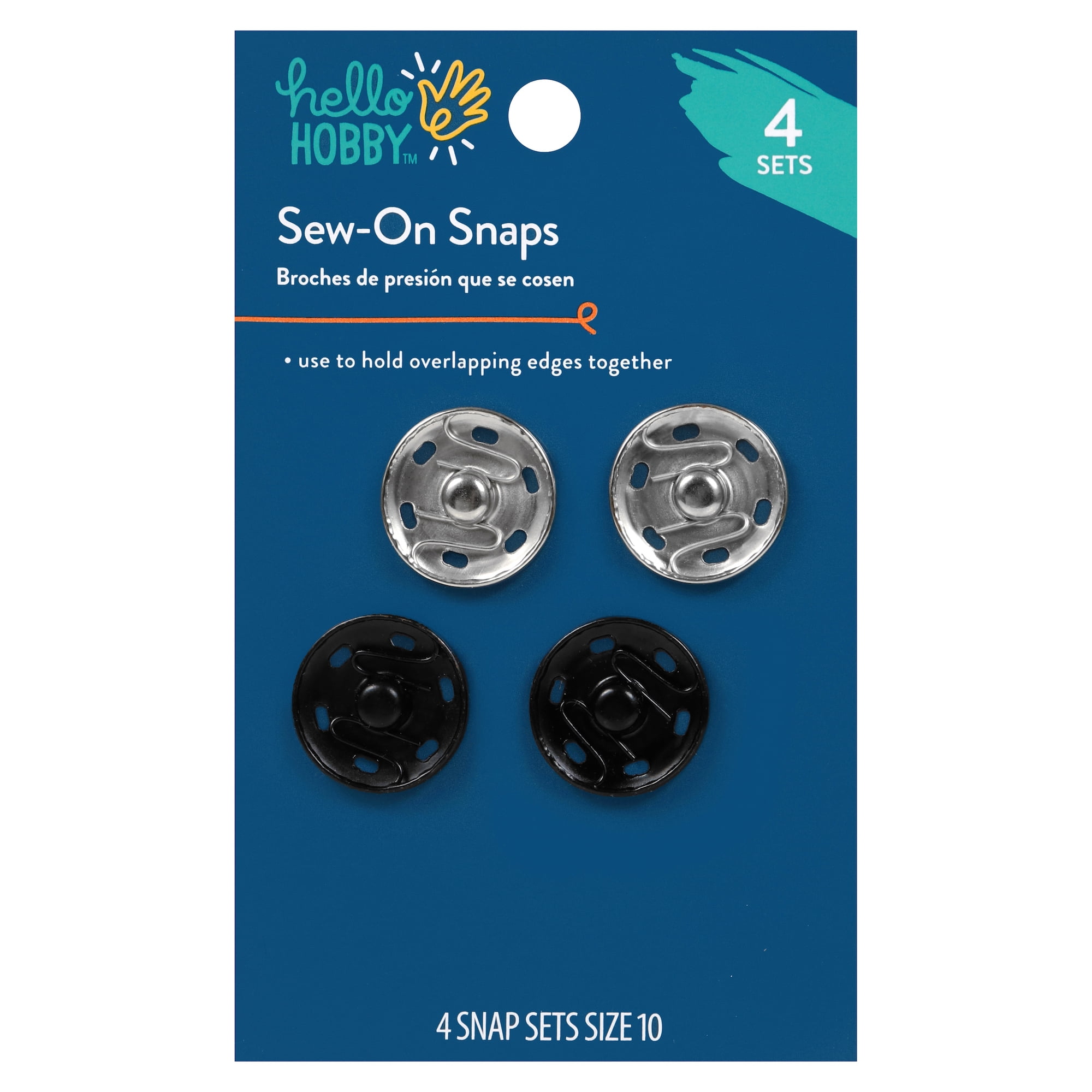 Black Sew-On Snap Buttons, Sewing Supplies for Crafts (0.39 in, 500 Pairs)