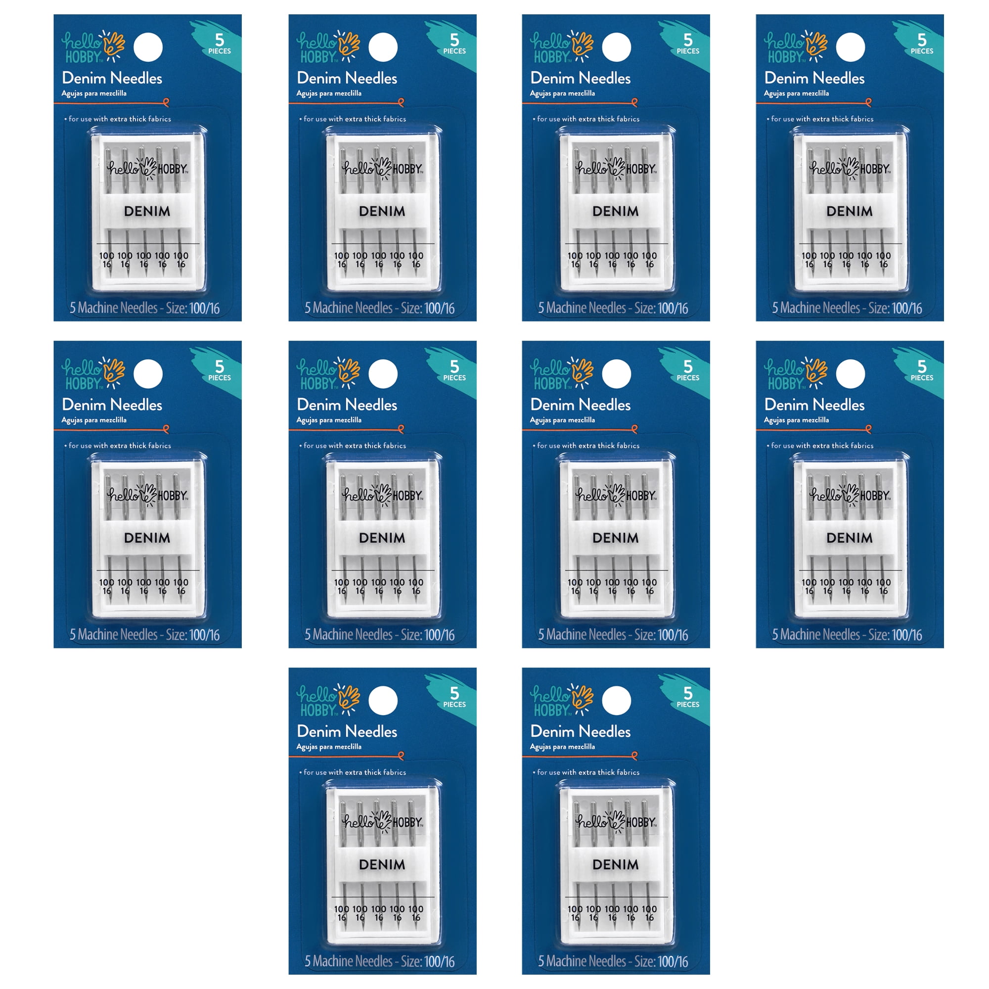 Hello Hobby Size 100/16 Denim Sewing Machine Needles (50 Count)