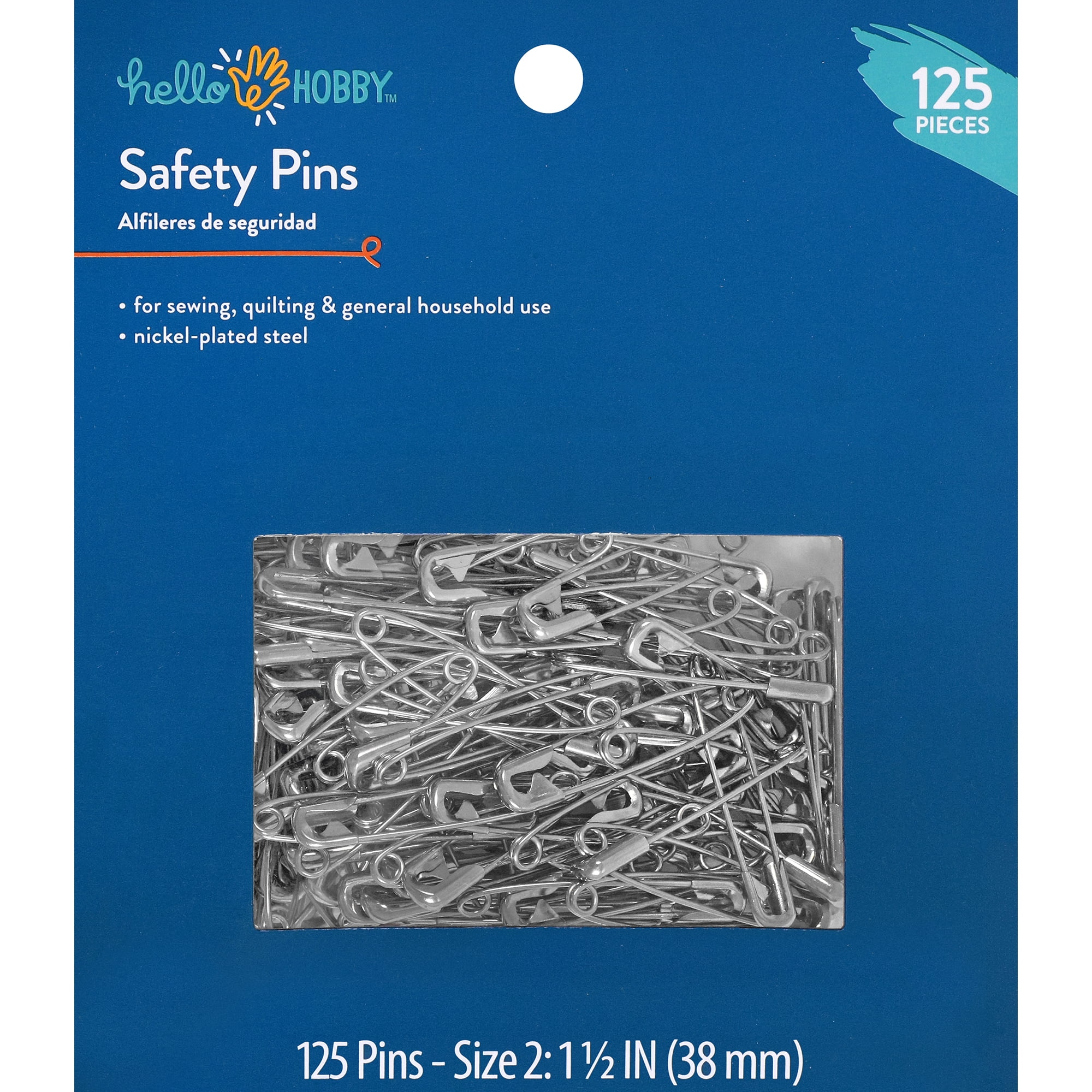 Silver Safety Pins - Small And Large size Coil-less Safety Pins - Pack of 40
