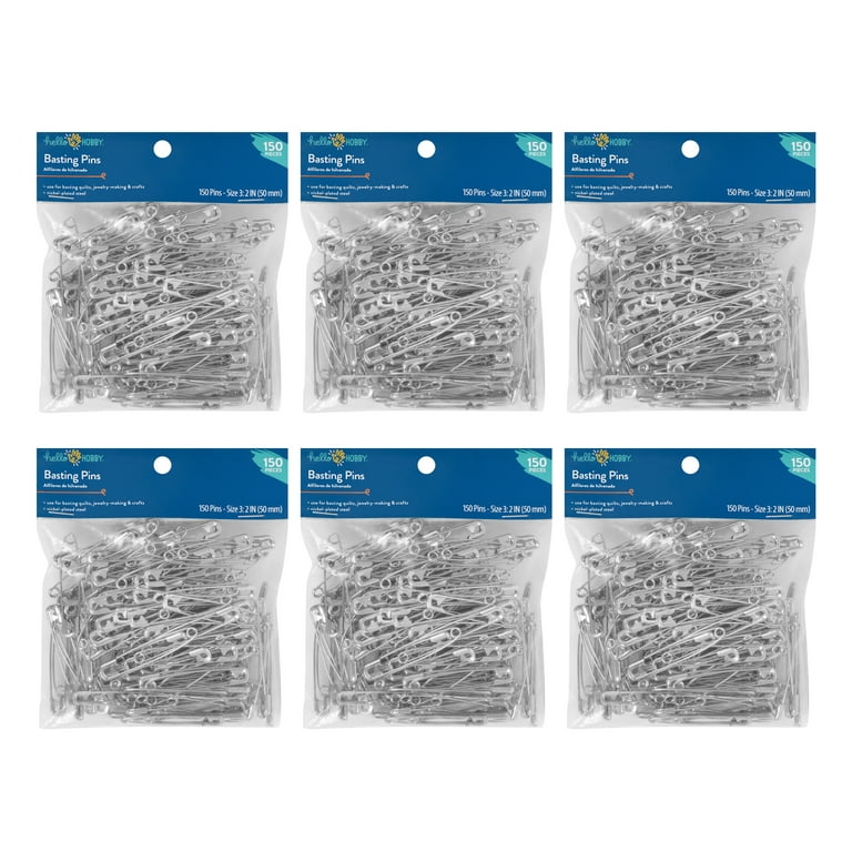 Hello Hobby Size 3 Basting Safety Pins, Extra Large Safety Pins for  Quilting (900 Count) 