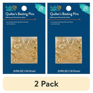 (2 pack) Hello Hobby Size 3 Gold Quilter's Brass Safety Pins (20 Count)