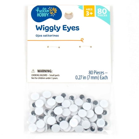 Hello Hobby Small Black and White Plastic Wiggly Eyes, 80-Pack