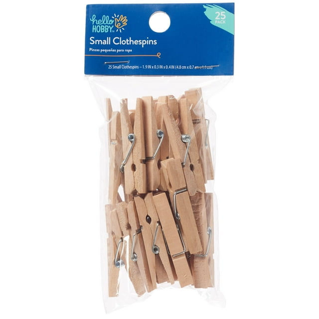 Hello Hobby Small Brown Wood Clothes Pins, 25 Count