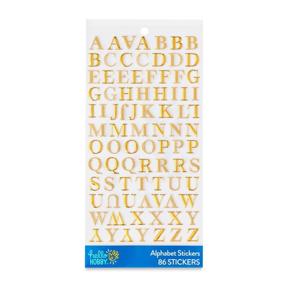 Hello Hobby Small Gold Foil Alphabet Stickers, 86 Count