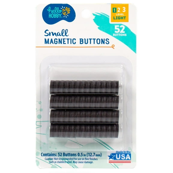 Hello Hobby Small Magnetic Buttons, 52-Pack, Boys and Girls, Child, Ages 5+