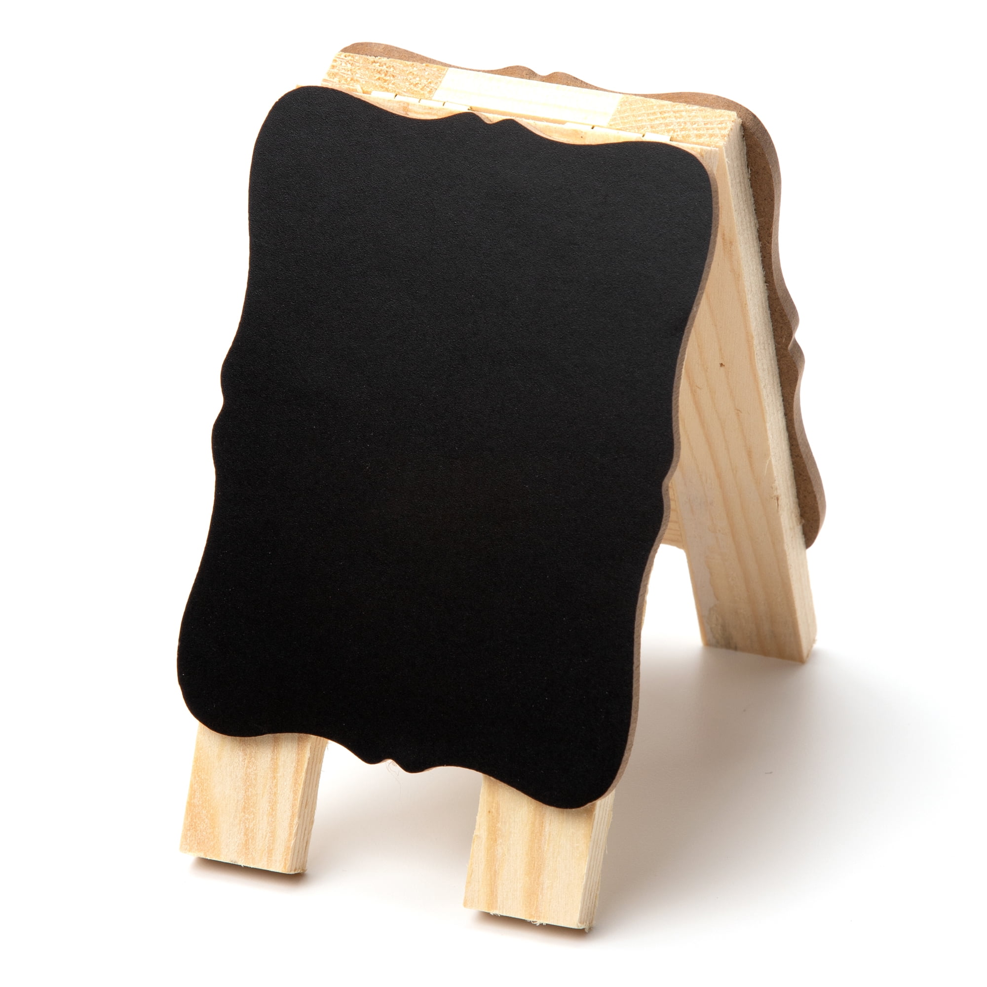 Hello Hobby Small Mini Folding Chalkboard & Dry Erase with Wood Easel, Double Sided, Black MDF