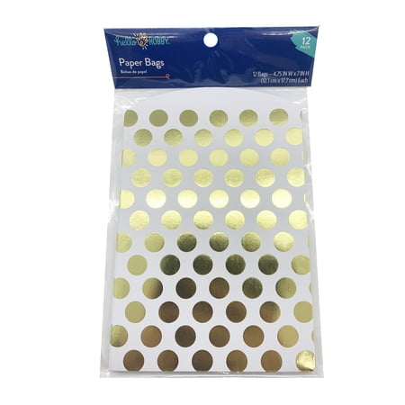 Hello Hobby Small Paper Gold Dots Bags, 12 Pack