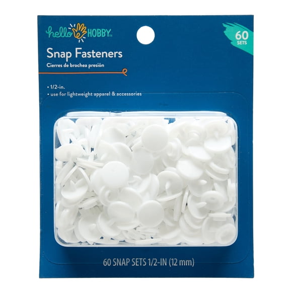 Hello Hobby White Snap Fasteners 50 Pack for Sewing Projects
