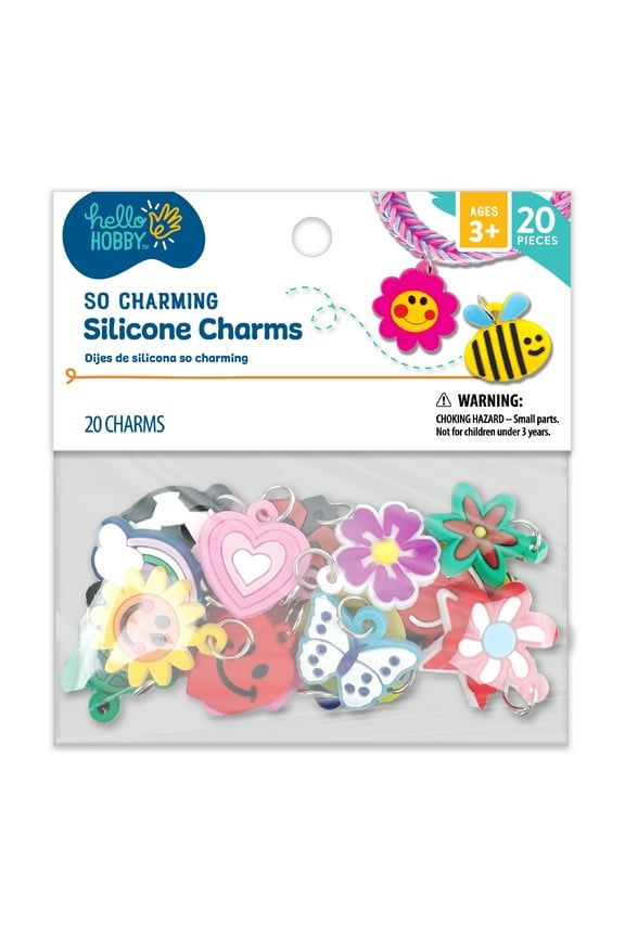 Silicone Jewelry Charms for Bracelets, Necklaces, & Crafts, Cute Charms for Kids, 20 Pieces
