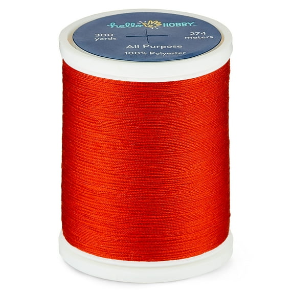 Hello Hobby Spanish Red 100% Polyester All Purpose Thread, 300 Yards