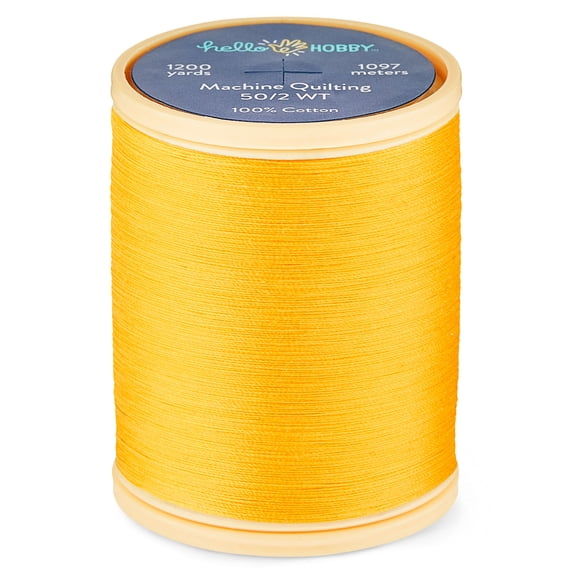 Hello Hobby Spectra Yellow 100% Pima Cotton Quilting Thread, 50/2 WT, 1200 Yards