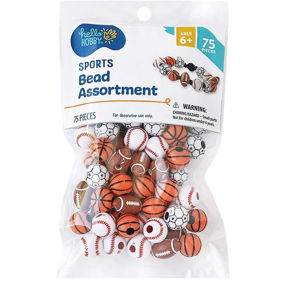 Hello Hobby Sports Bead Assortment, 75 Pieces