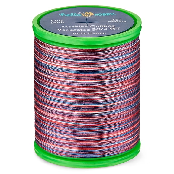 Hello Hobby Stars & Stripes White 100% Pima Cotton All Purpose Thread, 50/3 WT, 500 Yards