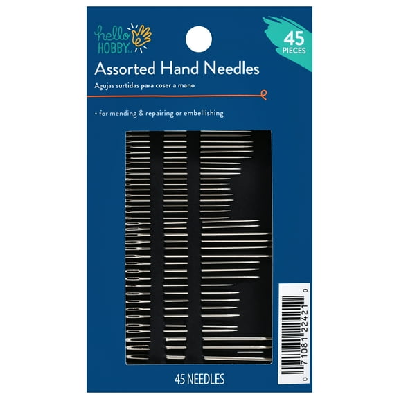 Hello Hobby Steel Hand-Sewing Needles - Between, Chenille, Darners, Embroidery, Tapestry & Sharps, Assorted Sizes, 45 Pieces