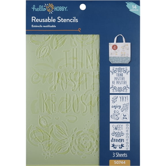 Hello Hobby Stencil Set, 7" x 10", 3 Piece, Bohemian