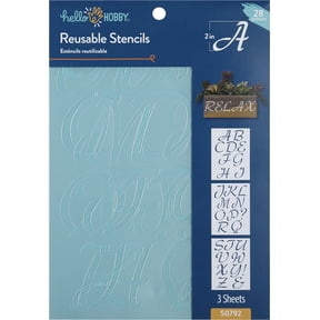 Hello Hobby Stencil Set, 7" x 10", 3 Piece, Italics