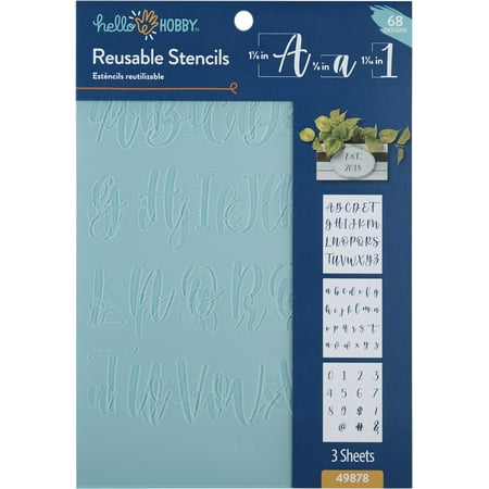 Hello Hobby Stencil Set, 7" x 10", 3 Piece, Modern Fonts