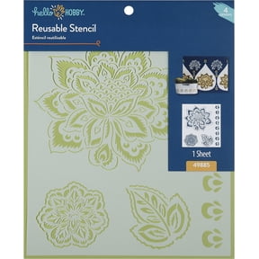 Hello Hobby Lotus Stencil Set, Durable and Reusable Plastic Stencil, 8.5" x 9.5"