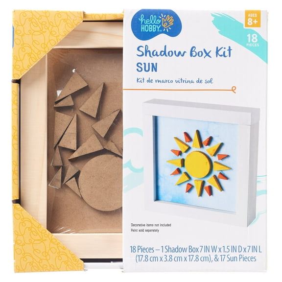 Hello Hobby Sunshine Unfinished Wood Shadowbox Kids Craft Kit