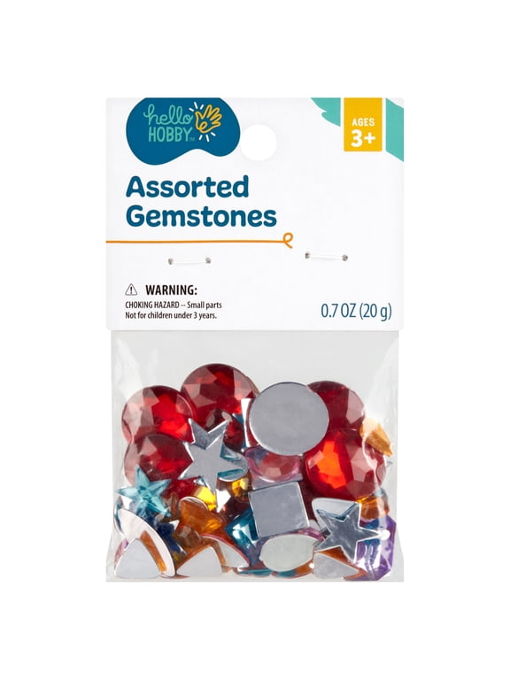 Loose Gems for Crafting, Synthetic Round Rhinestones, Assorted Shapes & Colors, 0.7 oz.