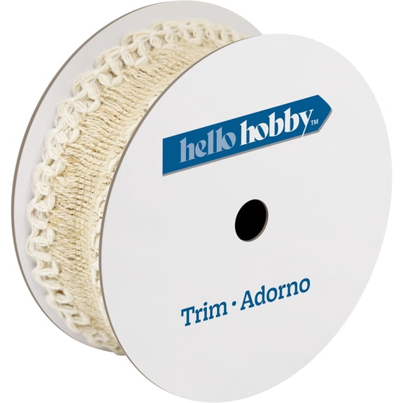 Hello Hobby Cream Jute Crochet Edge Sewing Trim, 1-1/4 in x 3 yd