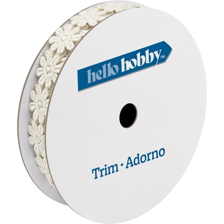 Hello Hobby Ivory Daisy Lace Sewing Trim, 1/2 in x 2 yd