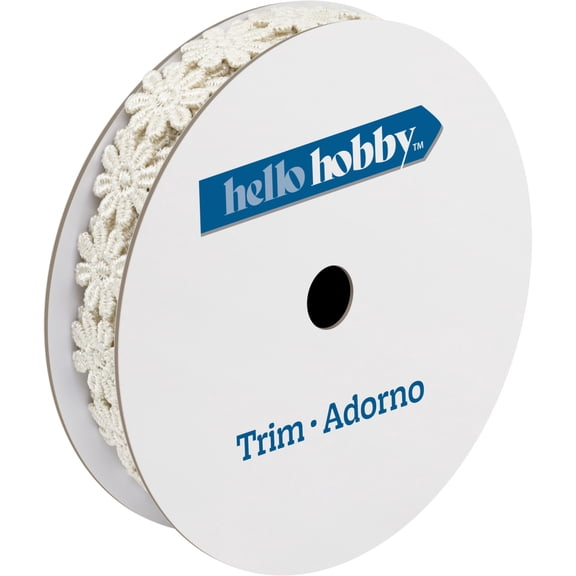 Hello Hobby Ivory Daisy Lace Sewing Trim, 1/2 in x 2 yd