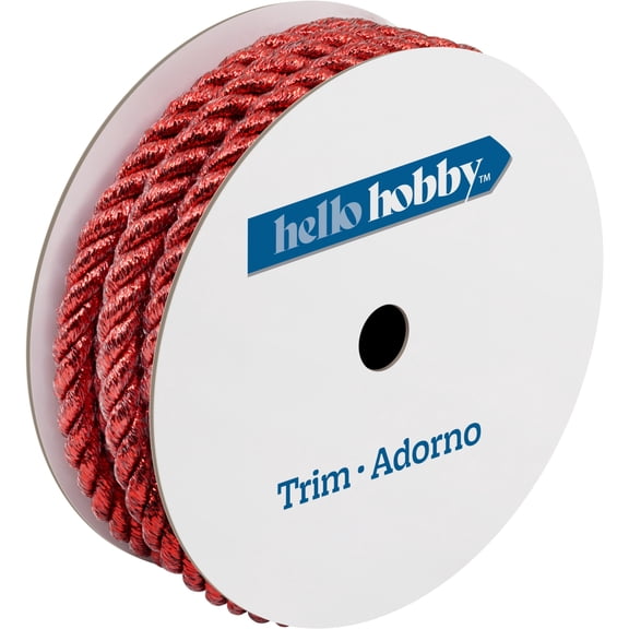 Hello Hobby Red Cord Twist Sewing Trim, 5 mm x 3 yd