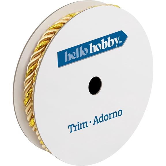 Hello Hobby Gold Twist Cord Sewing Trim, 3/16 in x 2 yd