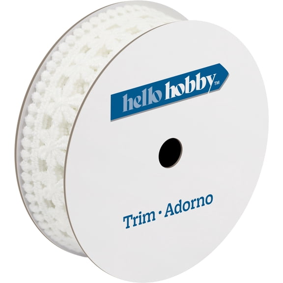 Hello Hobby White Daisy Dot Edge Lace Sewing Trim, 1 in x 2 yd