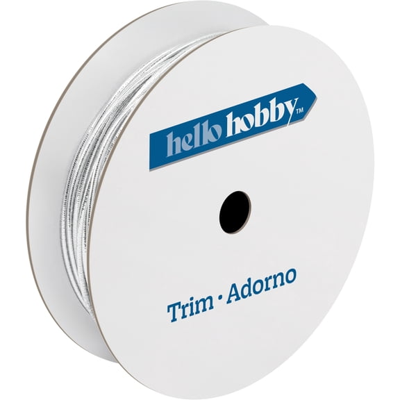 Hello Hobby Silver Elastic Cord Sewing Trim, 1/16 in x 4 yd