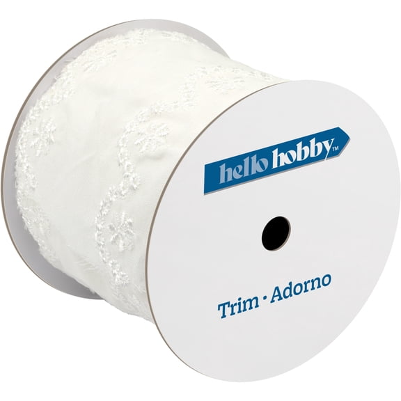 Hello Hobby White Eyelet Double Flower Sewing Trim, 2-3/4 in x 3 yd