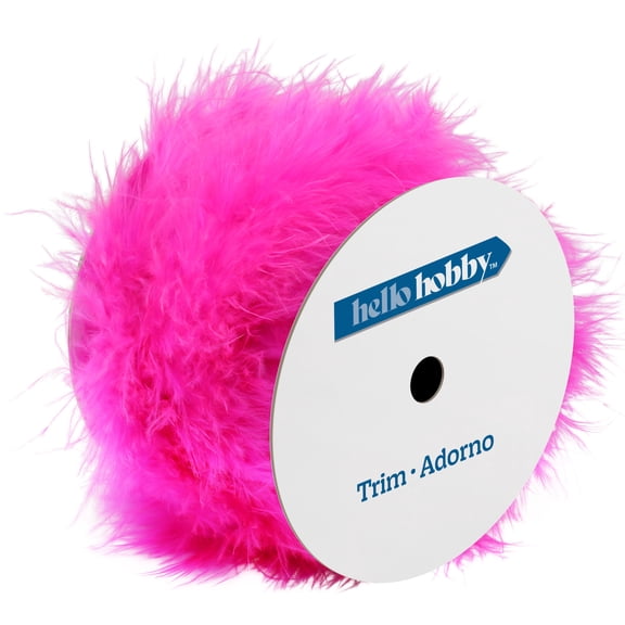 Hello Hobby Hot Pink Feather Boa Sewing Trim, 1-1/2 in x 2 yd