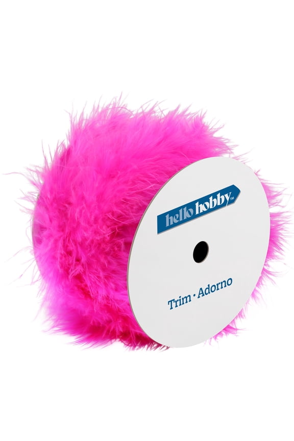 Hot Pink Feather Boa Sewing Trim, 1-1/2 in x 2 yd