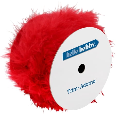 Hello Hobby Red Feather Boa Sewing Trim, 1-1/2 Inch x 2 Yard