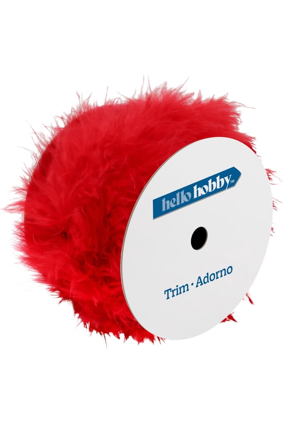 Red Feather Boa Sewing Trim, 1-1/2 in x 2 yd