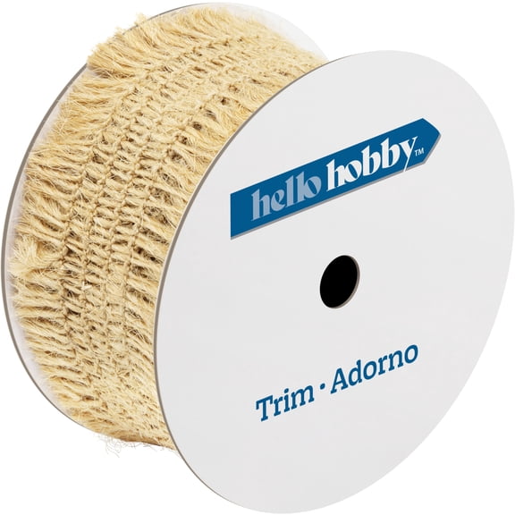 Hello Hobby Natural Jute Frayed Edge Sewing Trim, 1-1/2 in x 3 yd