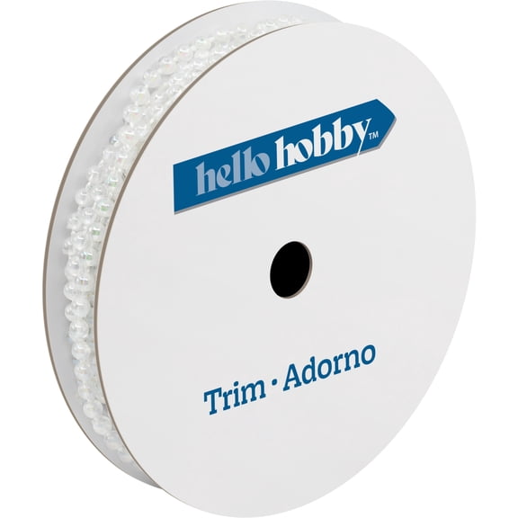 Hello Hobby Iridescent Pearl Fused Sewing Trim, 1/8 in x 4 yd