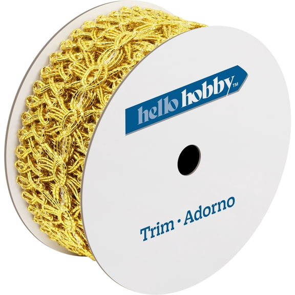 Hello Hobby Gold Gimp Sewing Trim, 1-5/8 in x 2 yd