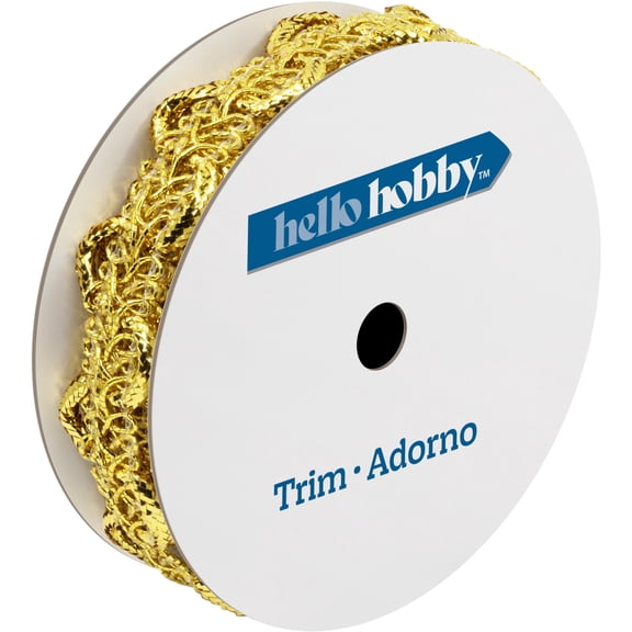 Hello Hobby Metallic Gold Gimp Sewing Trim, 3/4 in x 2 yd