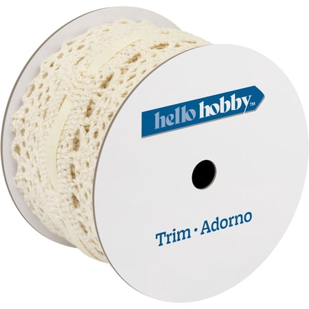 Hello Hobby Cream Crochet Ribbon Lace Sewing Trim, 2 in x 3 yd