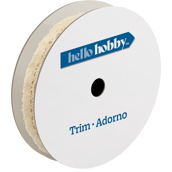 Hello Hobby Cream Crochet Ruffle Lace Sewing Trim, 5/8 in x 3 yd