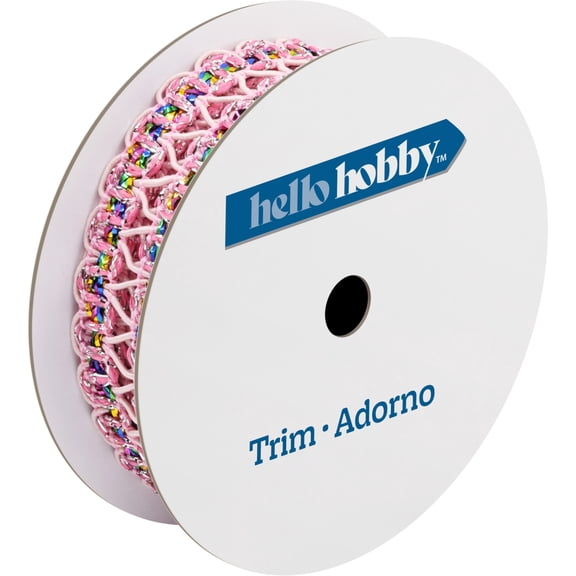 Hello Hobby Metallic Pink Gimp Sequin Sewing Trim, 3/4 in x 1.3 yd