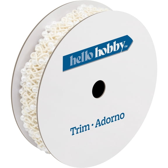Hello Hobby Cream Gimp Pearl Sewing Trim, 1/2 in x 3 yd