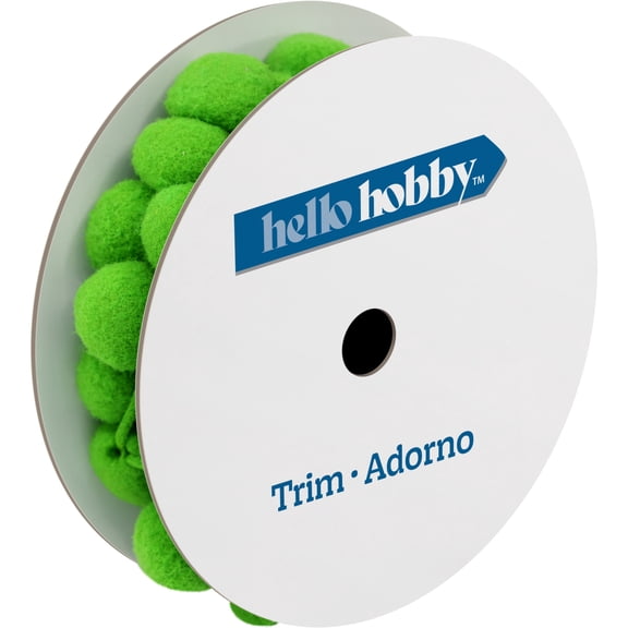 Hello Hobby Green Pompom Sewing Trim, 1-1/4 in x 1 yd