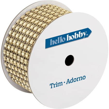 Hello Hobby Gold Open Weave Gem Sewing Trim, 1-1/2 in x 3 yd