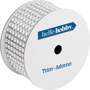 Hello Hobby Silver Open Weave Gem Sewing Trim, 1-1/2 in x 3 yd