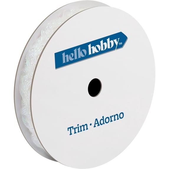 Hello Hobby Iridescent White Ric Rac Sewing Trim, 1/2 in x 4 yd