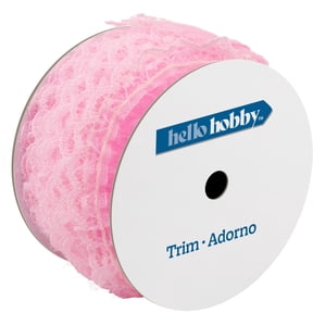Hello Hobby Pink Pleated Scallop Lace Sewing Trim, 1-5/8 in x 3 yd