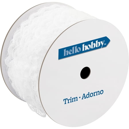 Hello Hobby White Pleated Scallop Lace Sewing Trim, 1-5/8 in x 3 yd